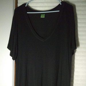 Black V-Neck T-Shirt With Lace Detail
